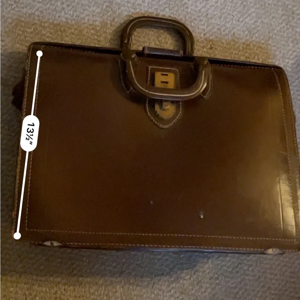 Brown Leather Briefcase with Top Handle